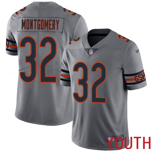 Chicago Bears Limited Silver Youth David Montgomery Jersey NFL Football #32 Inverted Legend